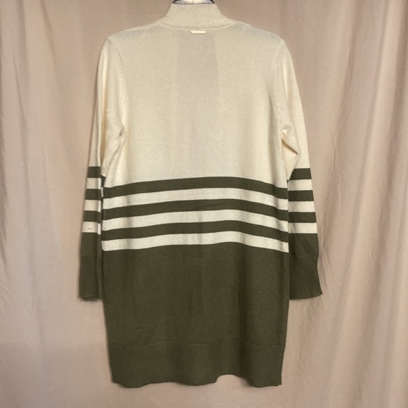 NWT Michael Kors Open Front Cardigan, Size M Color Cream-Army Green - Picture 6 of 9